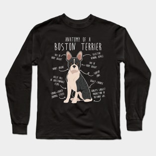 Black Brindle Boston Terrier Dog Anatomy Long Sleeve T-Shirt